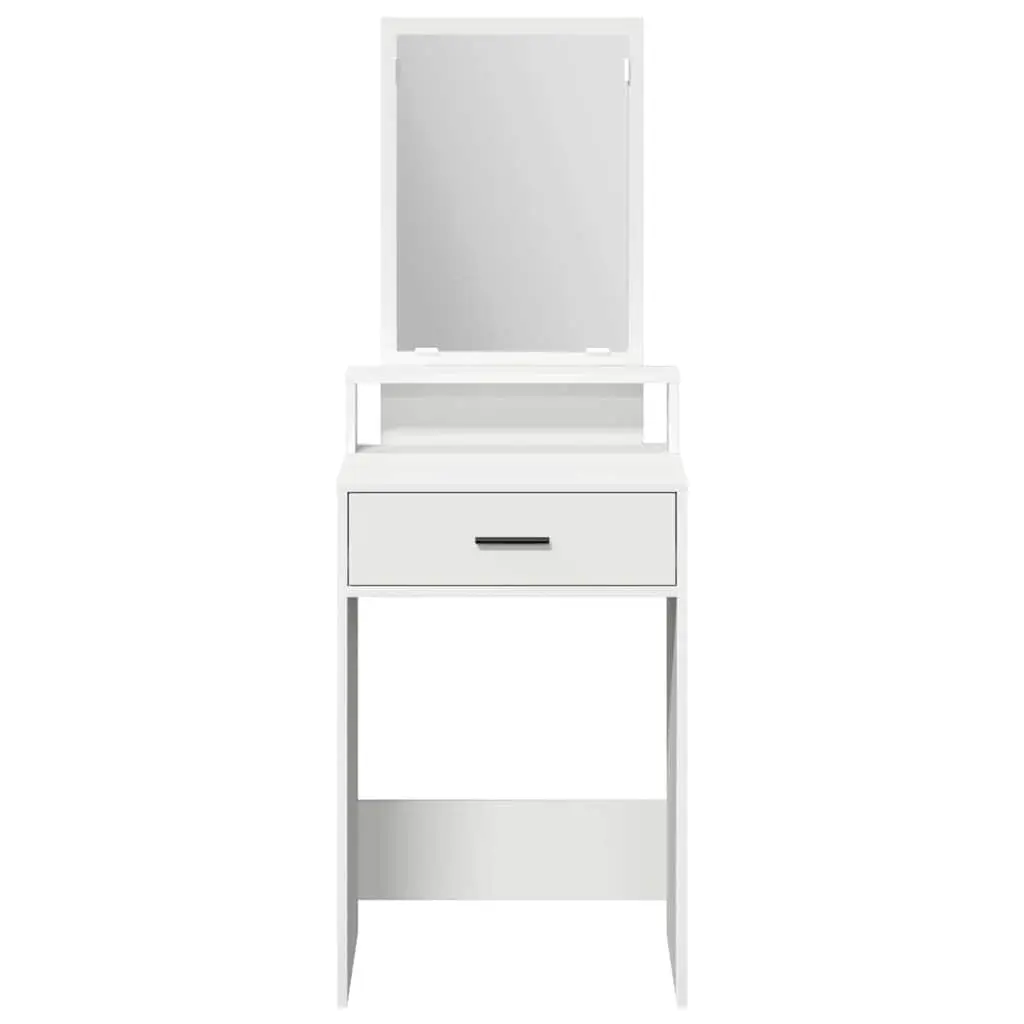 Dressing Table White Modern Vanity Unit with Mirror and Drawers Engineered Wood Matte