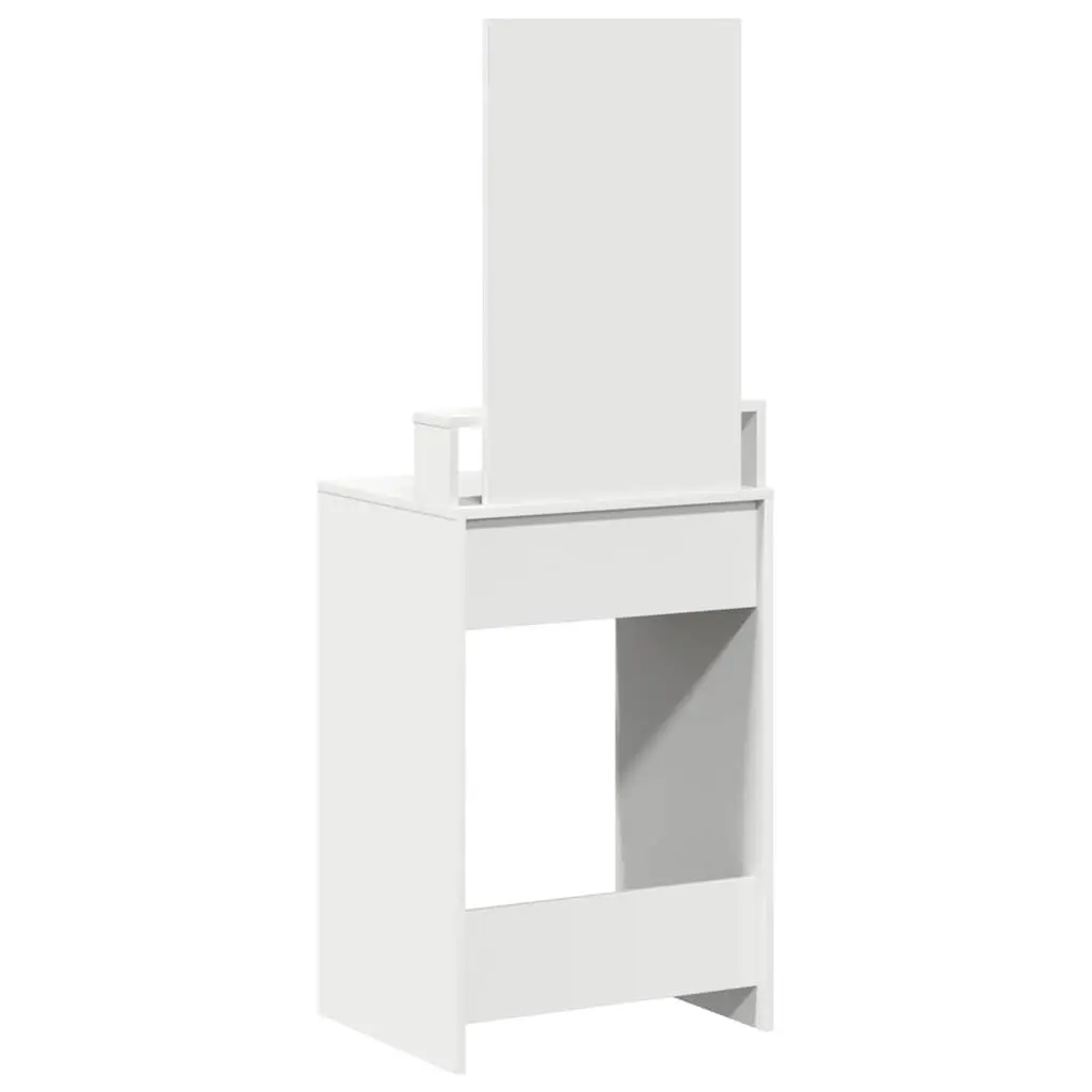 Dressing Table White Modern Vanity Unit with Mirror and Drawers Engineered Wood Matte