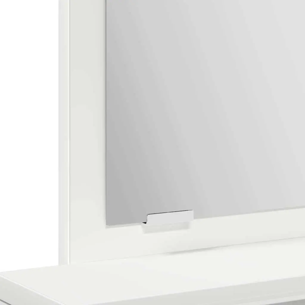 Dressing Table White Modern Vanity Unit with Mirror and Drawers Engineered Wood Matte