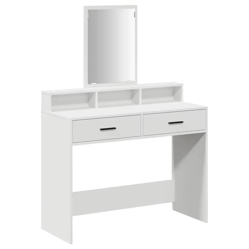 White Dressing Table with Mirror and Storage Drawers