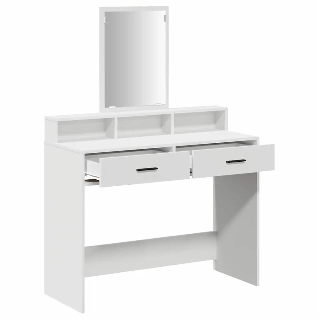 White Dressing Table with Mirror and Storage Drawers