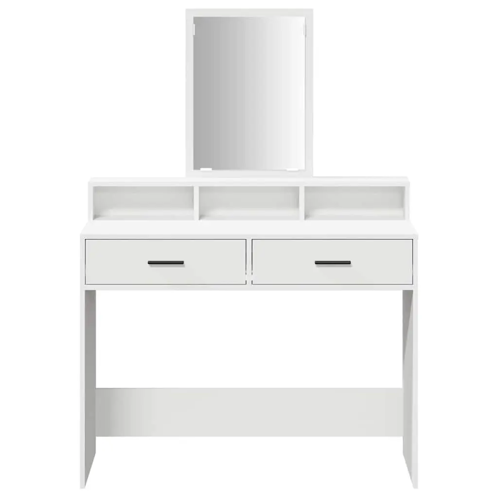 White Dressing Table with Mirror and Storage Drawers