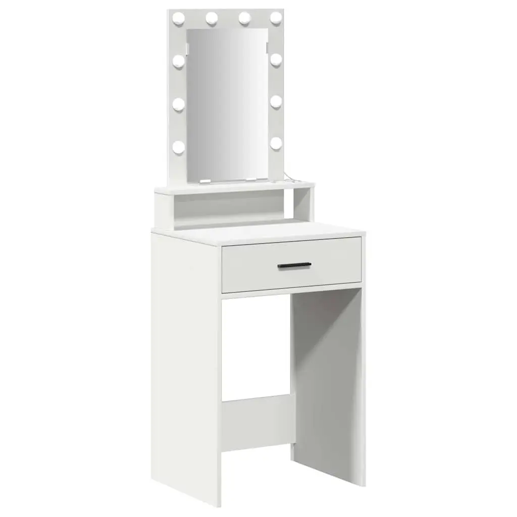 White Dressing Table with LED Mirror and Storage