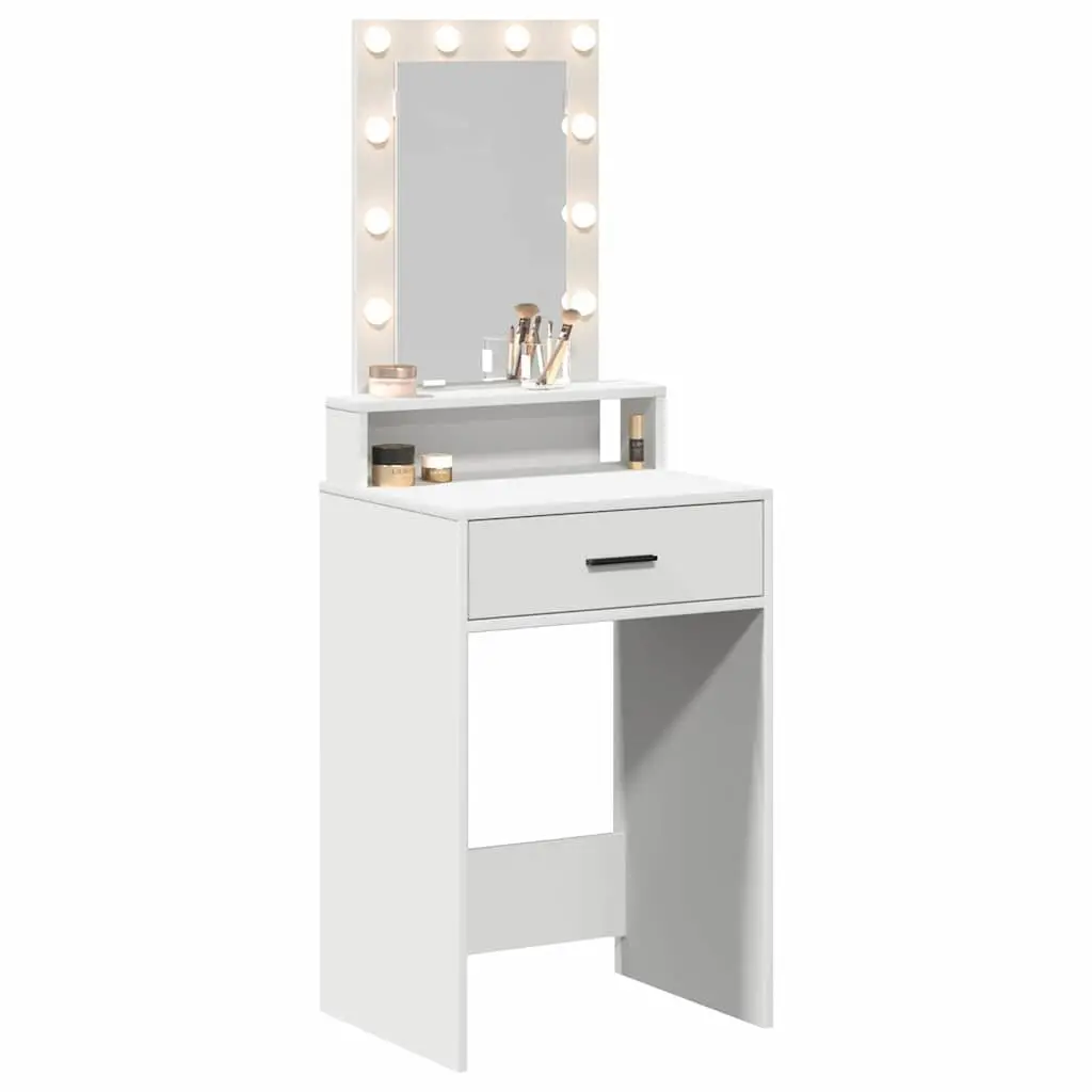White Dressing Table with LED Mirror and Storage