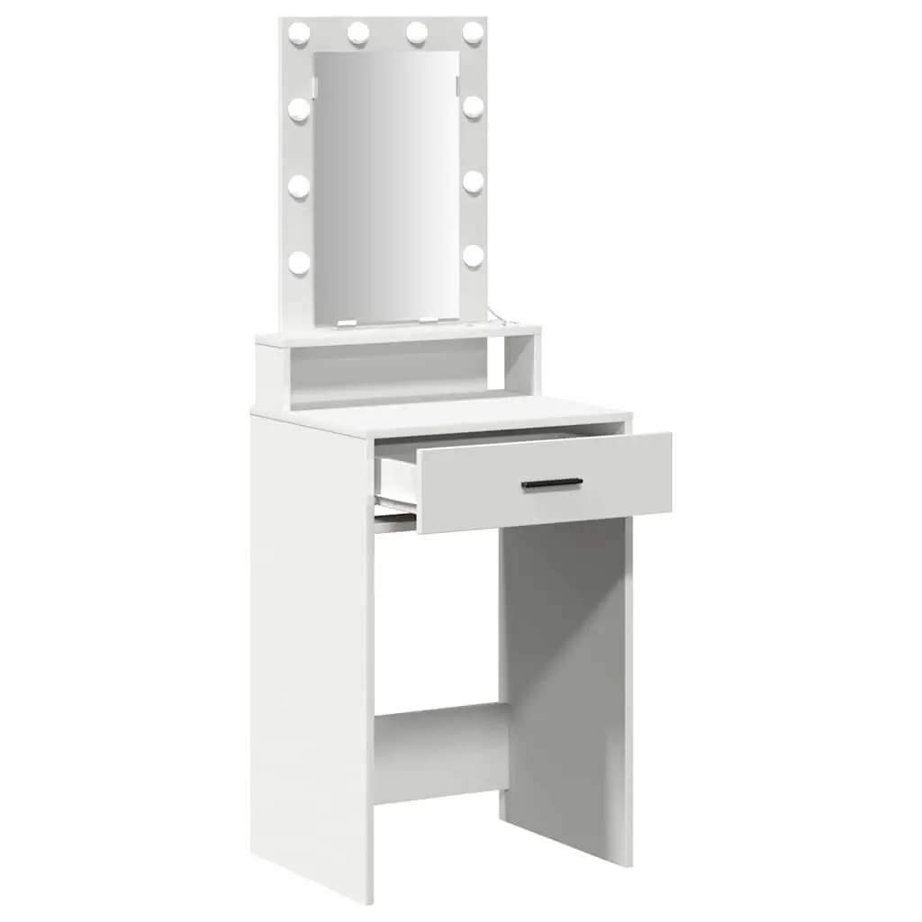 White Dressing Table with LED Mirror and Storage