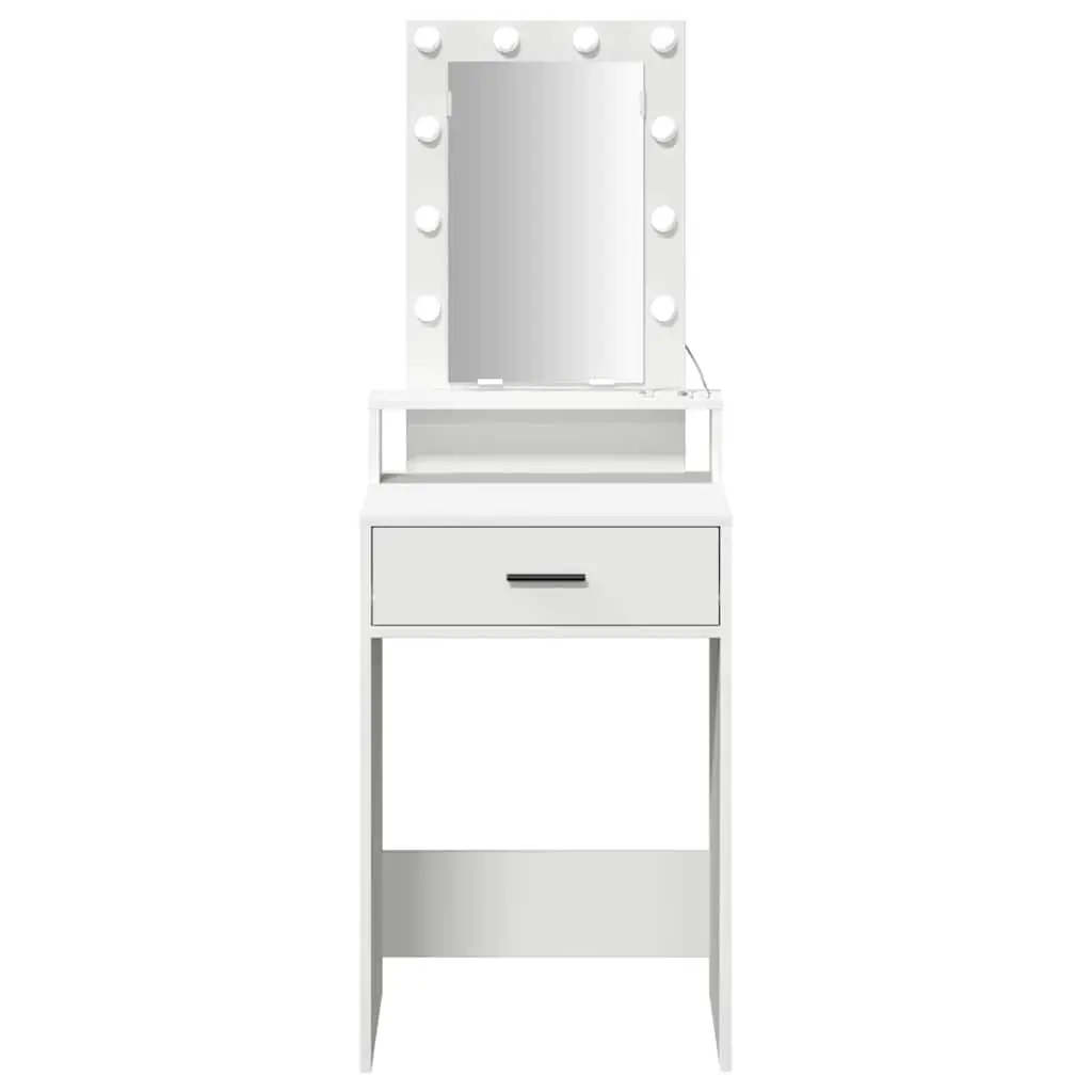 White Dressing Table with LED Mirror and Storage