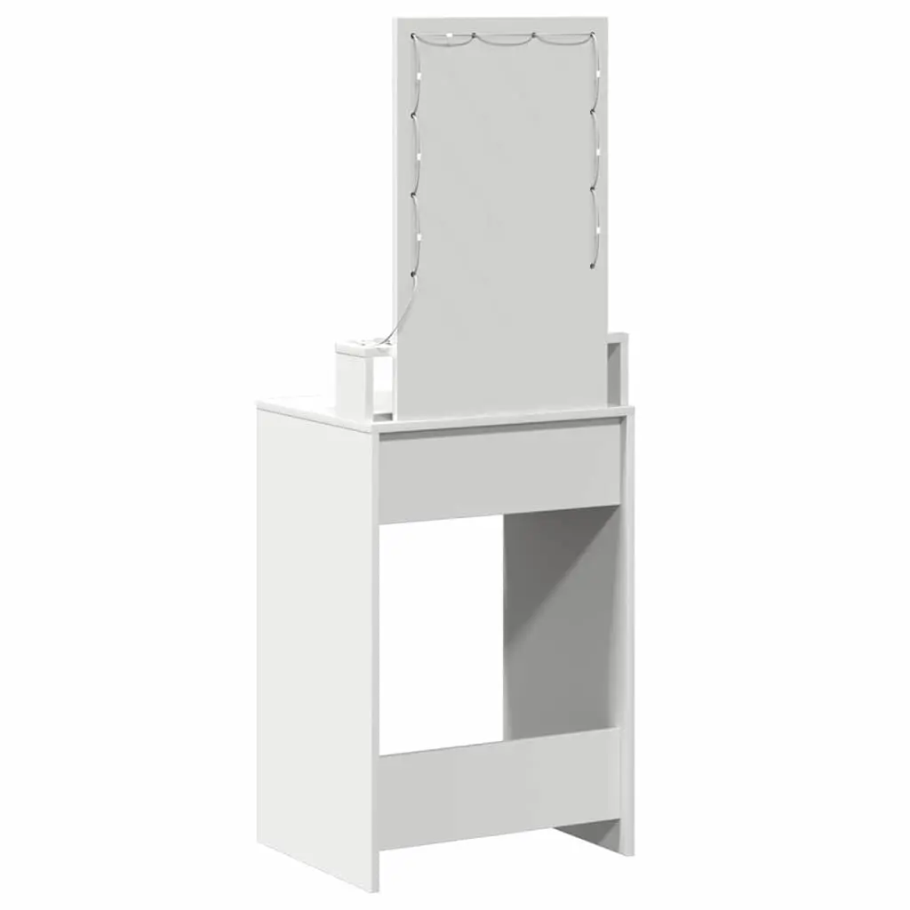 White Dressing Table with LED Mirror and Storage