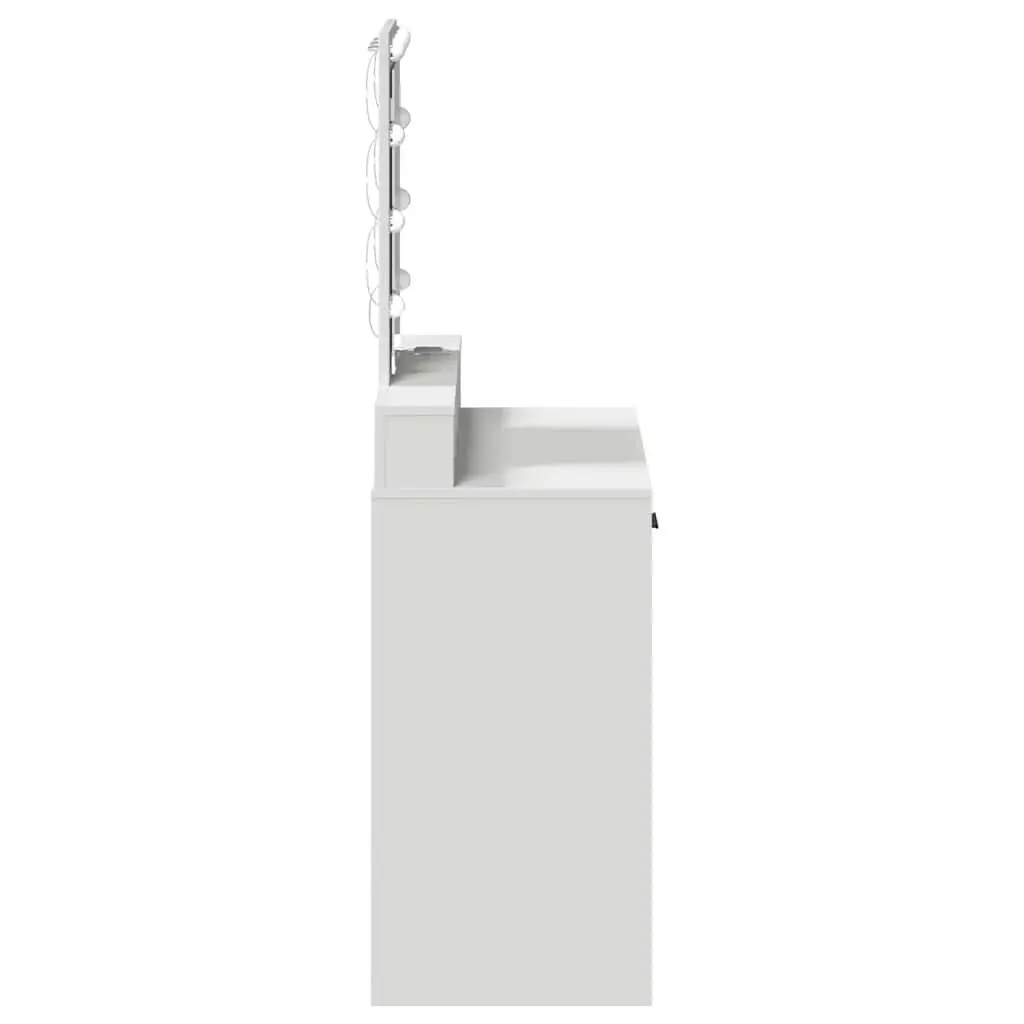 Dressing Table White Modern Vanity Unit with Mirror LED Lights Drawers Storage Engineered Wood