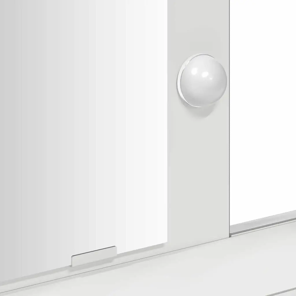 Dressing Table White Modern Vanity Unit with Mirror LED Lights Drawers Storage Engineered Wood