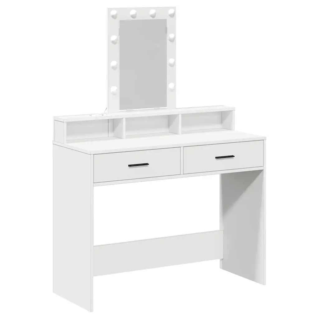 White Dressing Table with LED Mirror and USB Port