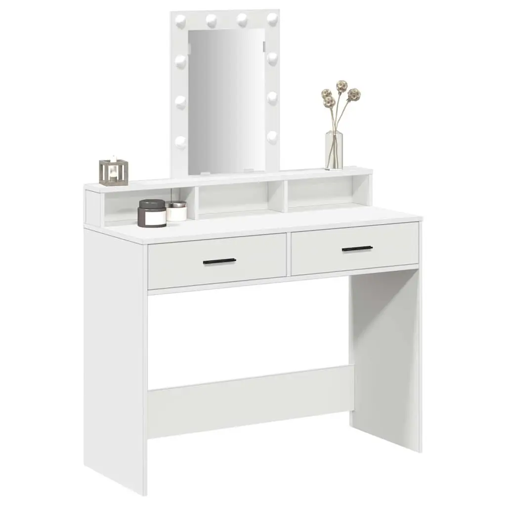 White Dressing Table with LED Mirror and USB Port