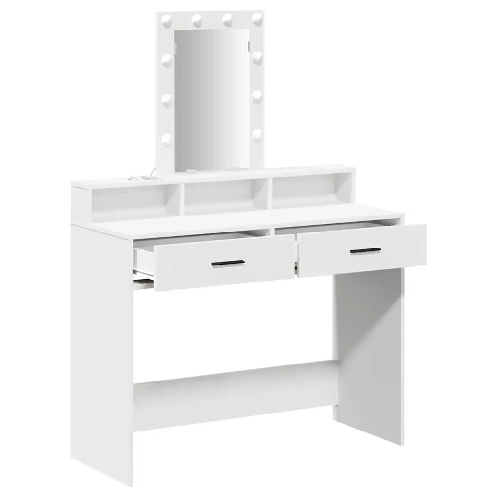 White Dressing Table with LED Mirror and USB Port