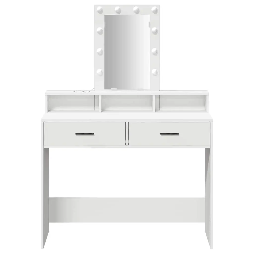 White Dressing Table with LED Mirror and USB Port