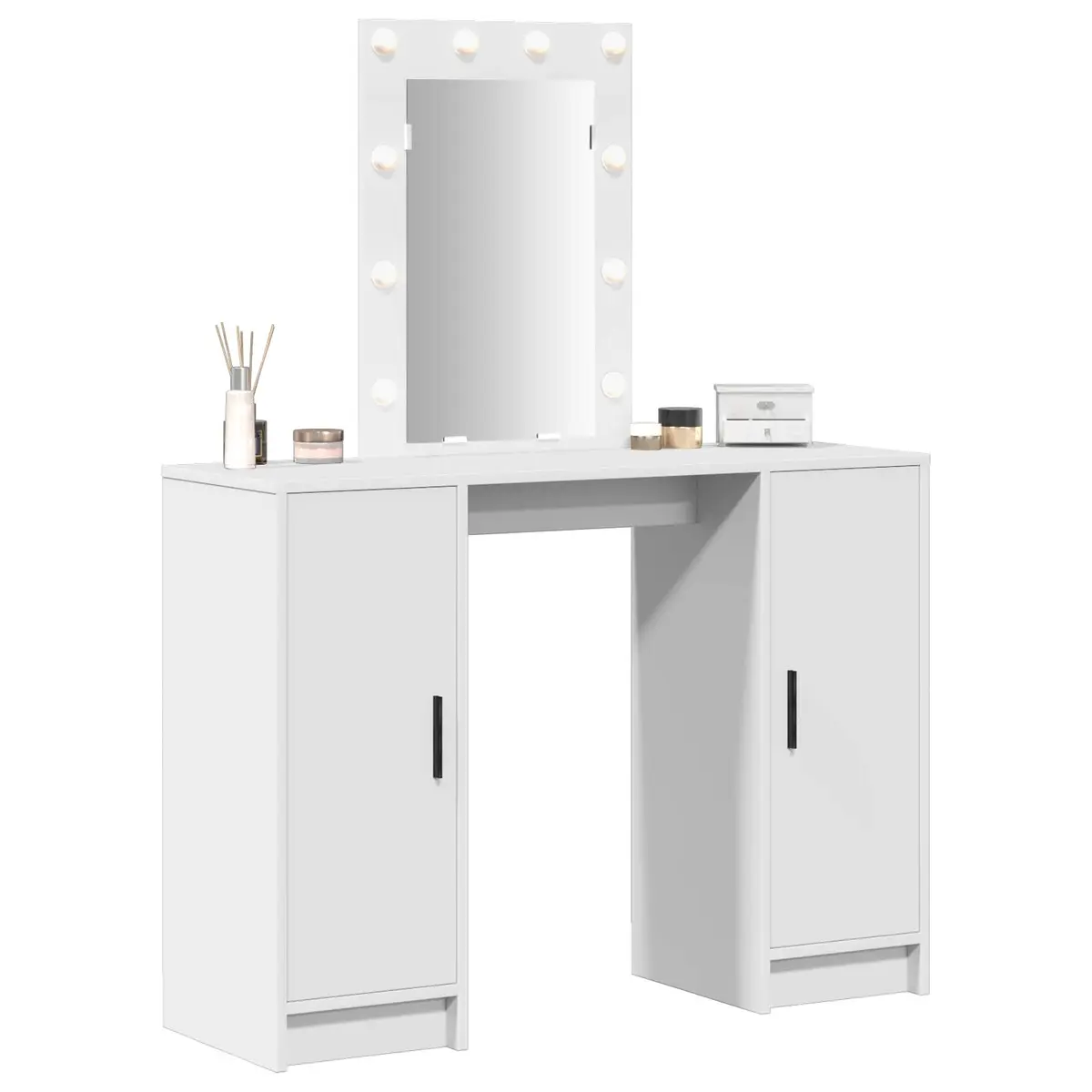 White Dressing Table with LED Lights and Mirror
