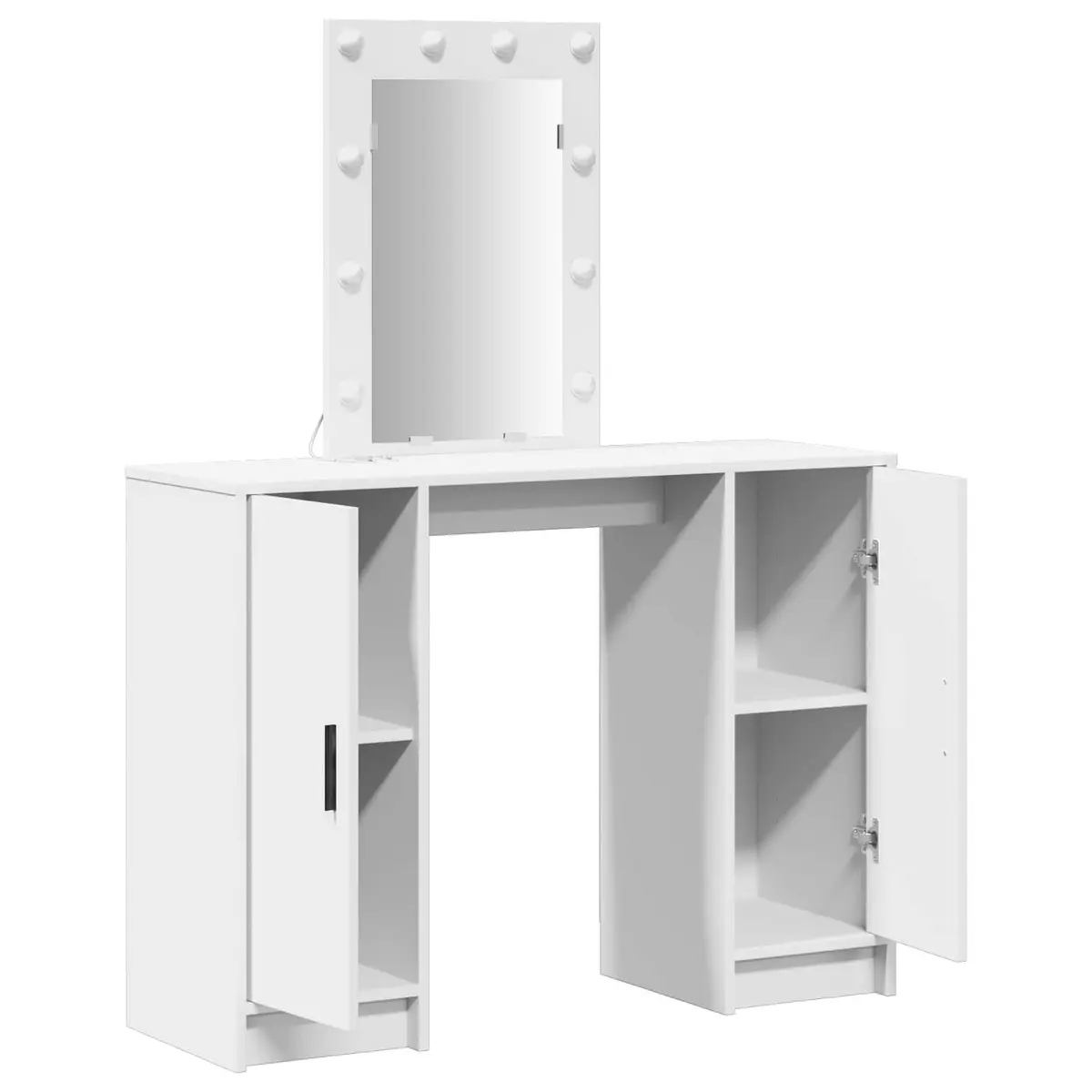 White Dressing Table with LED Lights and Mirror