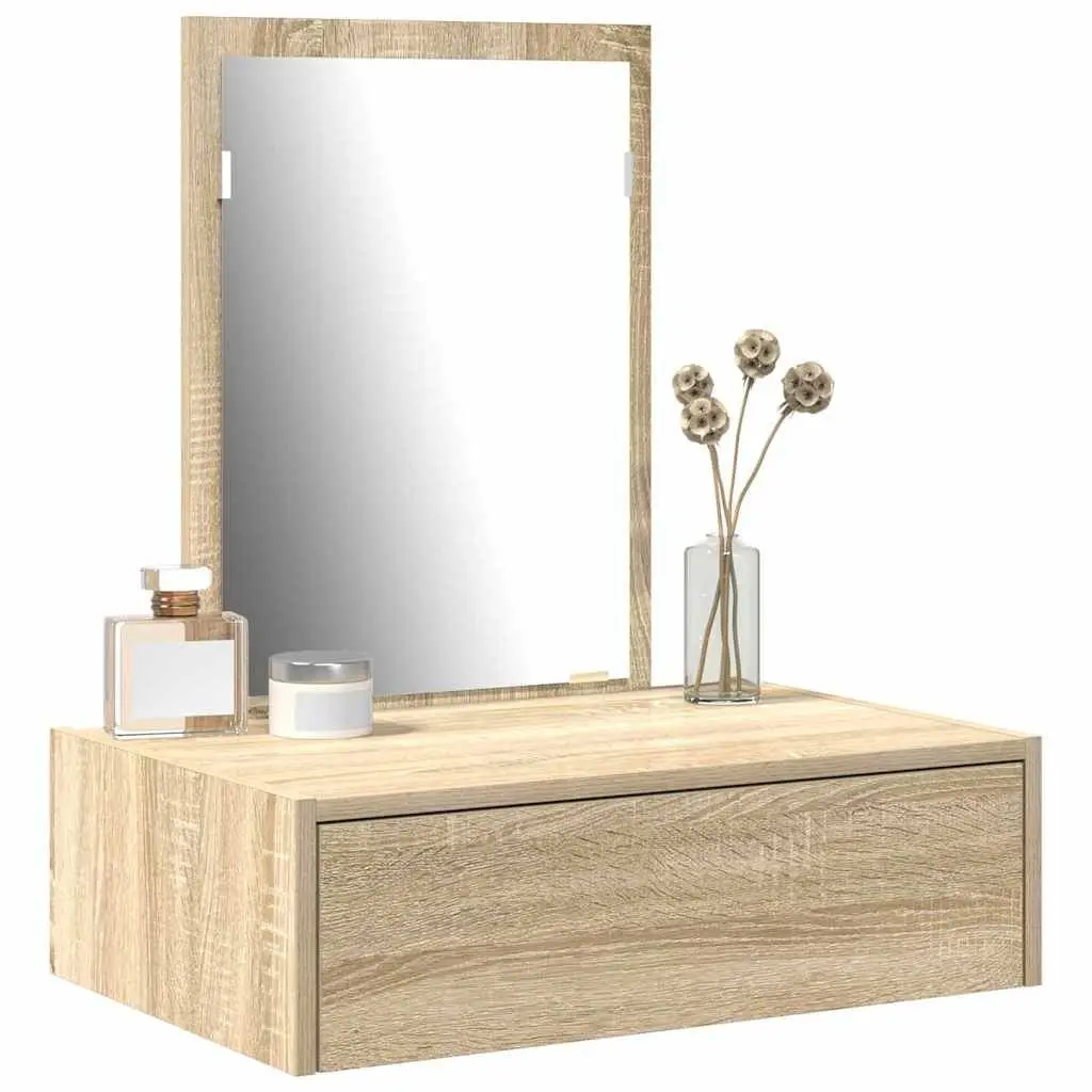 Brown Engineered Wood Dressing Table with Mirror
