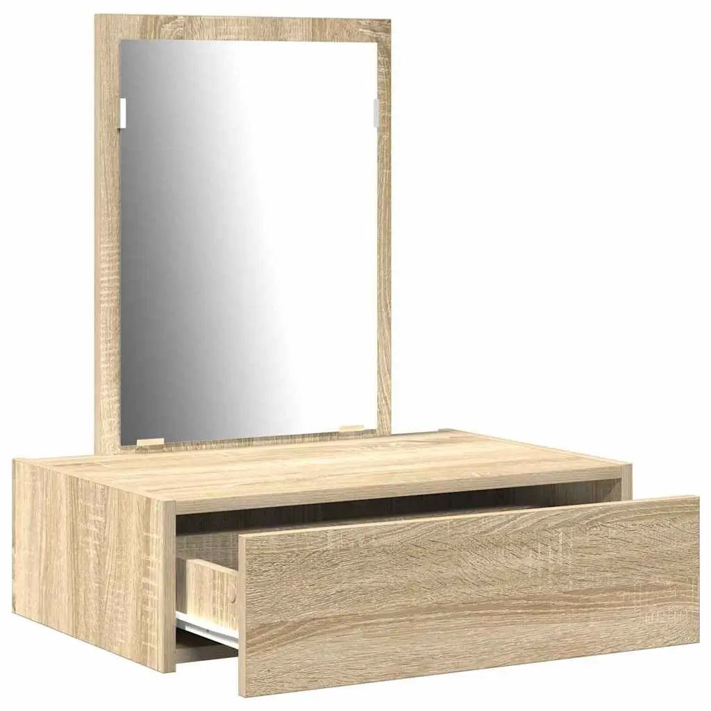 Brown Engineered Wood Dressing Table with Mirror