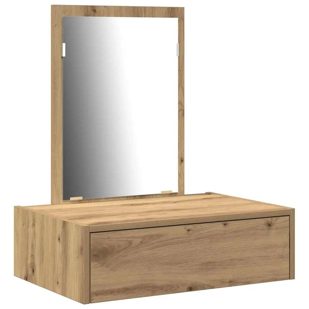Dressing Table Brown Matte Engineered Wood Bedroom Vanity Storage Drawers with Mirror