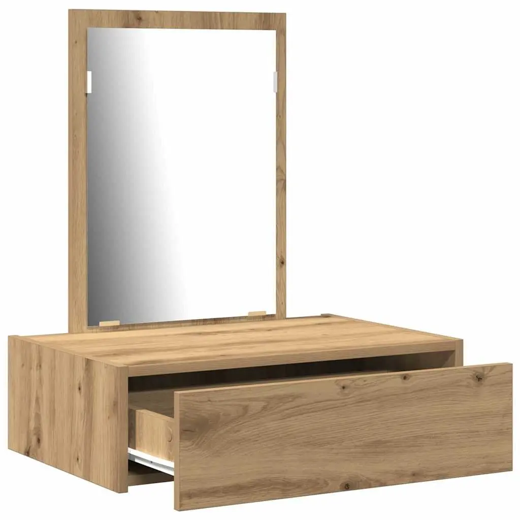 Dressing Table Brown Matte Engineered Wood Bedroom Vanity Storage Drawers with Mirror