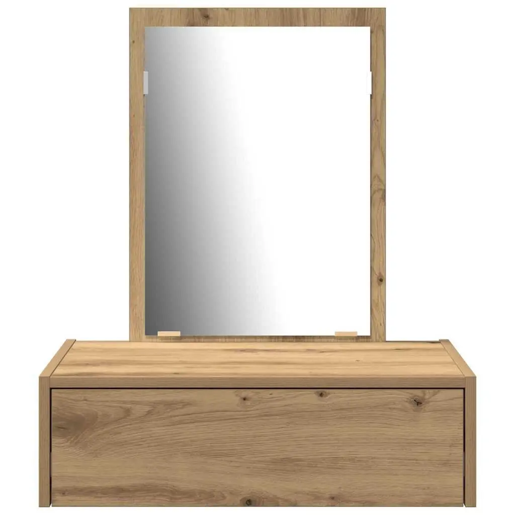 Dressing Table Brown Matte Engineered Wood Bedroom Vanity Storage Drawers with Mirror