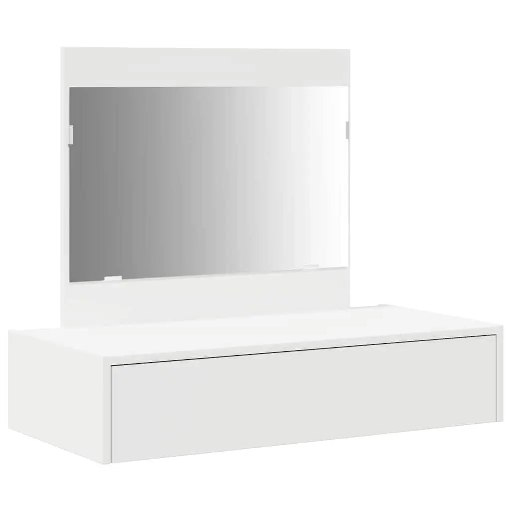 White Modern Dressing Table with Integrated Mirror 83x40x70cm