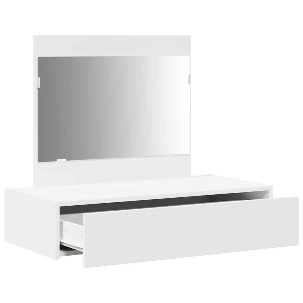 White Modern Dressing Table with Integrated Mirror 83x40x70cm