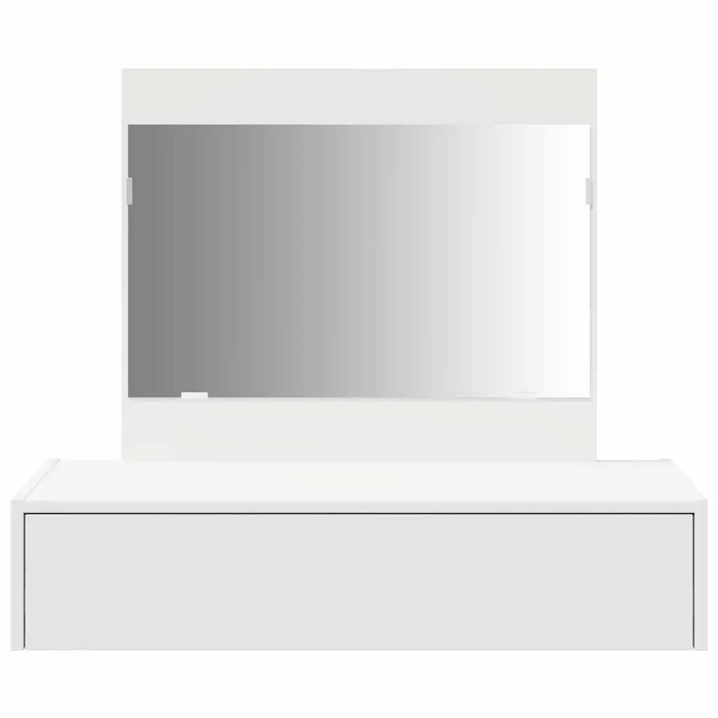 White Modern Dressing Table with Integrated Mirror 83x40x70cm