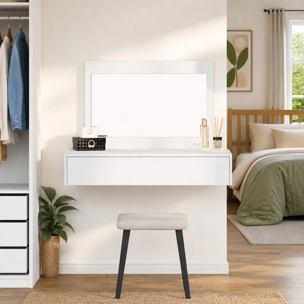 White Dressing Table with Mirror for Bedrooms