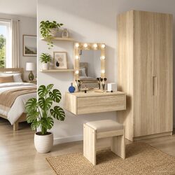 Brown Engineered Wood Dressing Table Vanity Unit