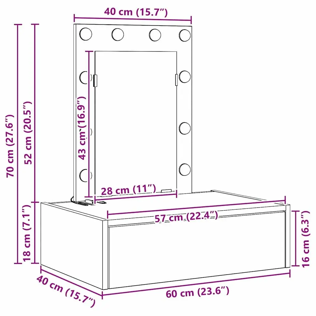 Brown Engineered Wood Dressing Table Vanity Unit