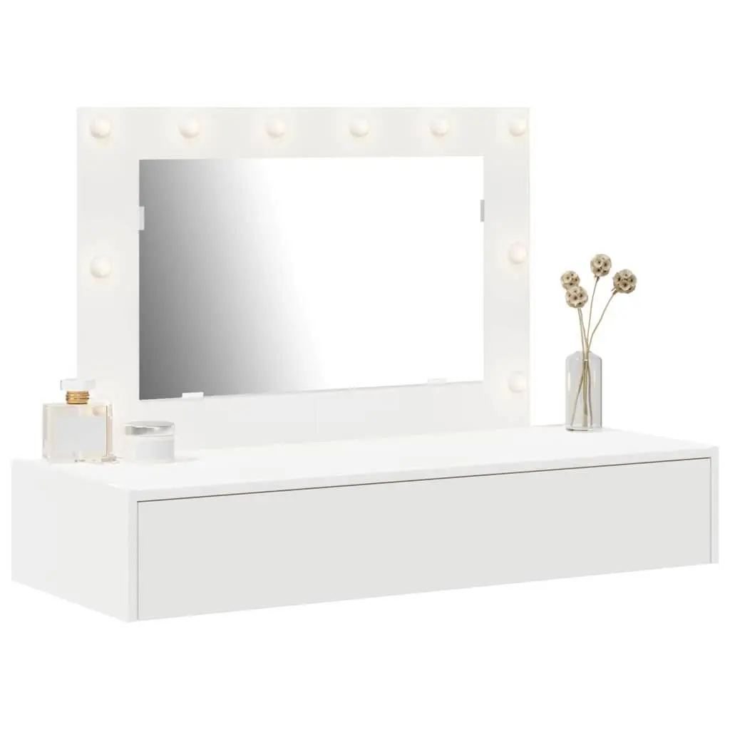 White Dressing Table with Mirror and Storage Drawers