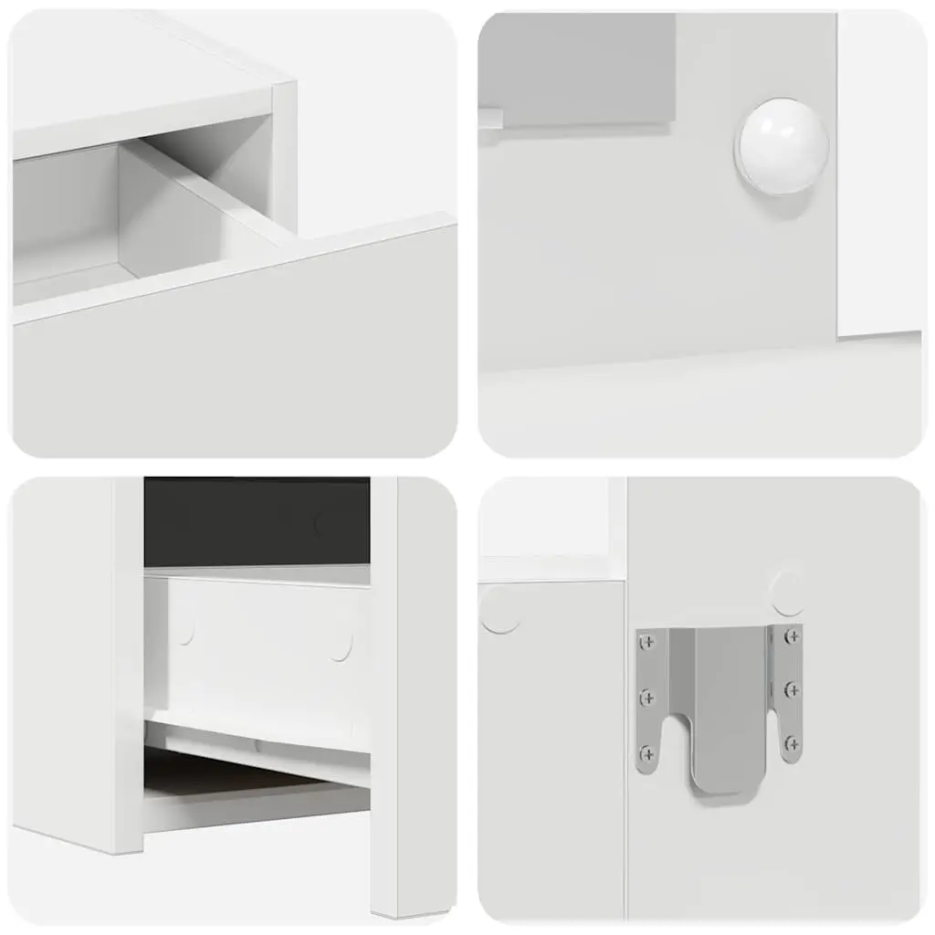 White Dressing Table with Mirror and Storage Drawers