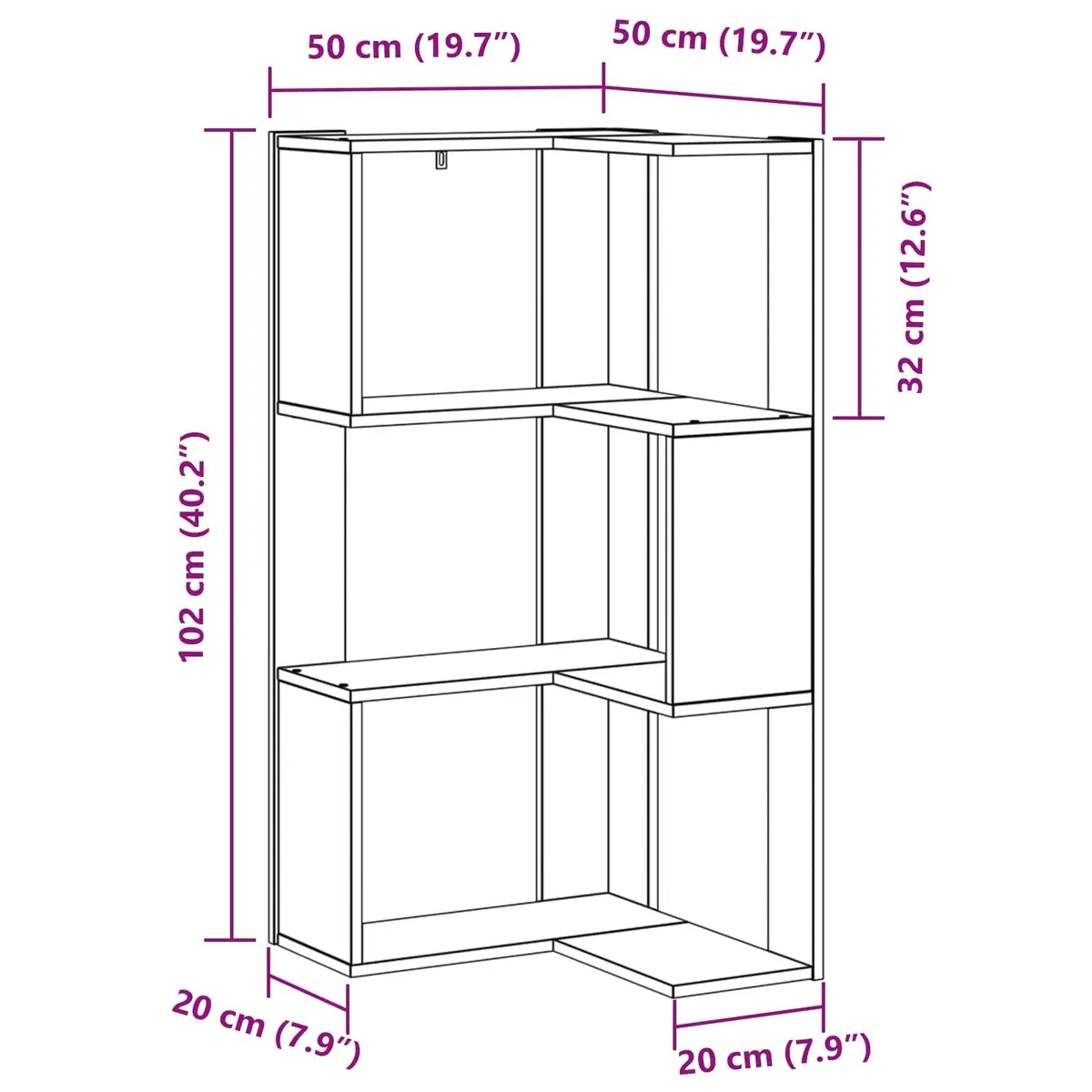 Bookcase Black Oak 50 x 50 x 102 cm Engineered Wood Storage Shelving Unit