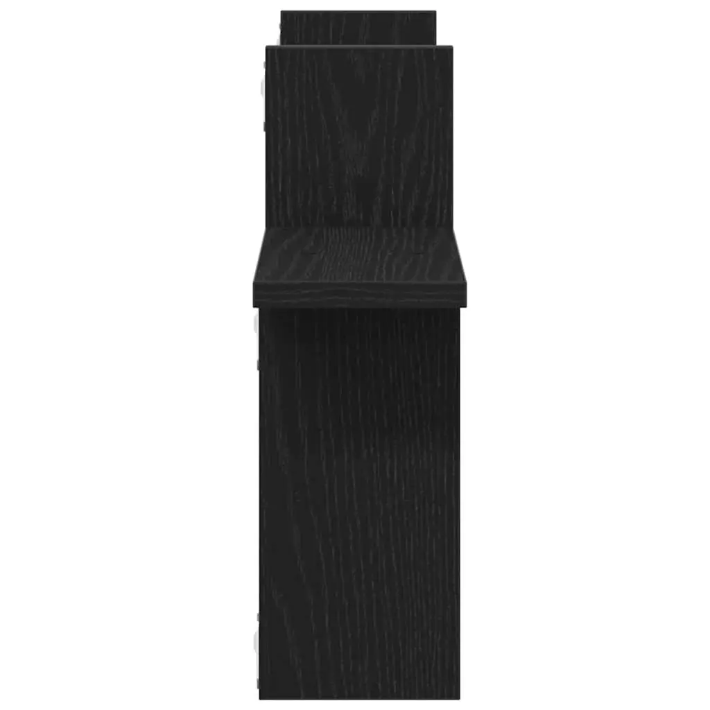 Wall Shelves Black 38 x 12 x 38 cm Engineered Wood Floating Storage Display Organiser 2 Piece