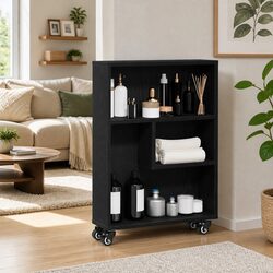 Narrow Storage Trolley in Black Oak for Cozy Spaces