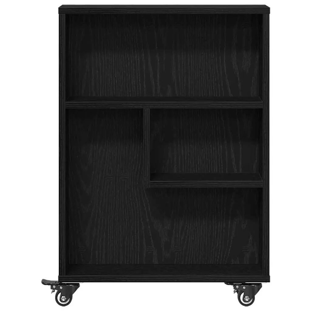 Narrow Storage Trolley Black Oak Engineered Wood Shelving Unit