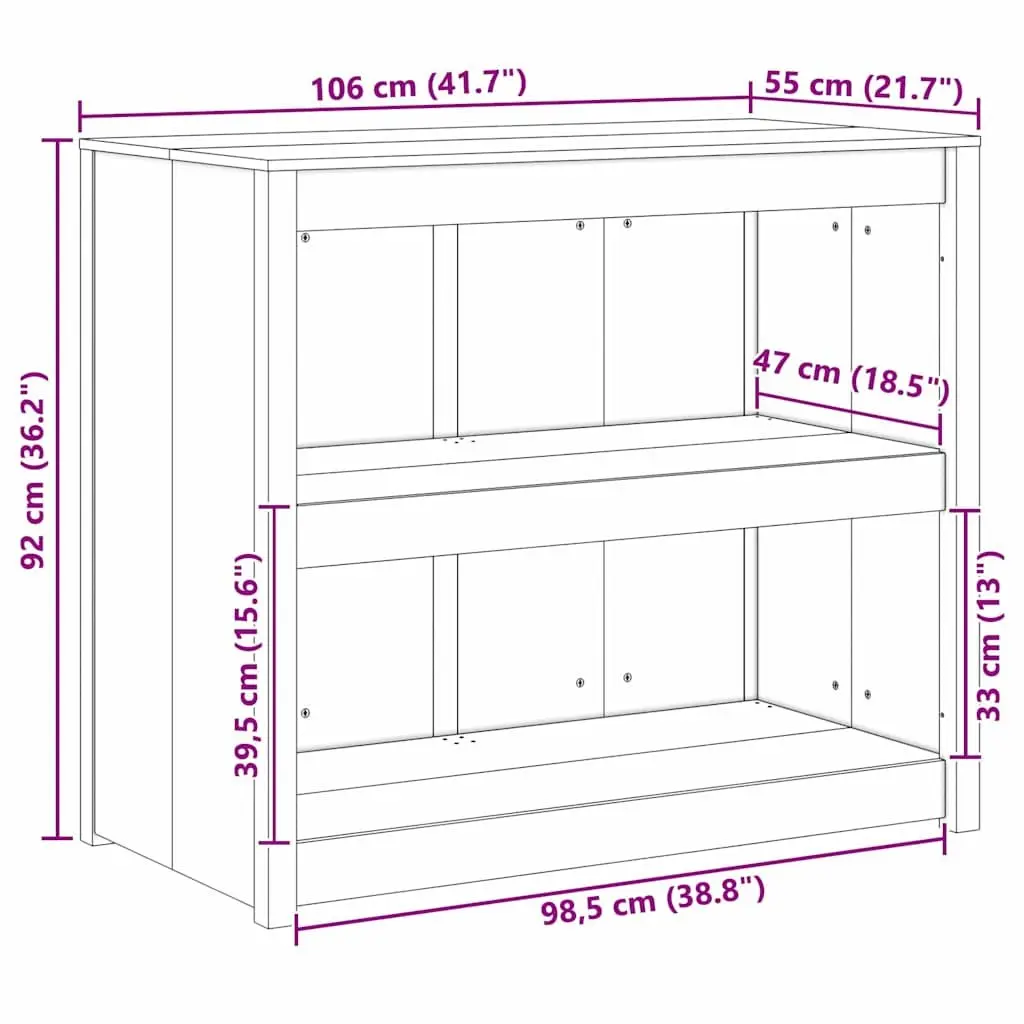 Brown Oak Kitchen Cabinet with Shelves 106x55x92cm