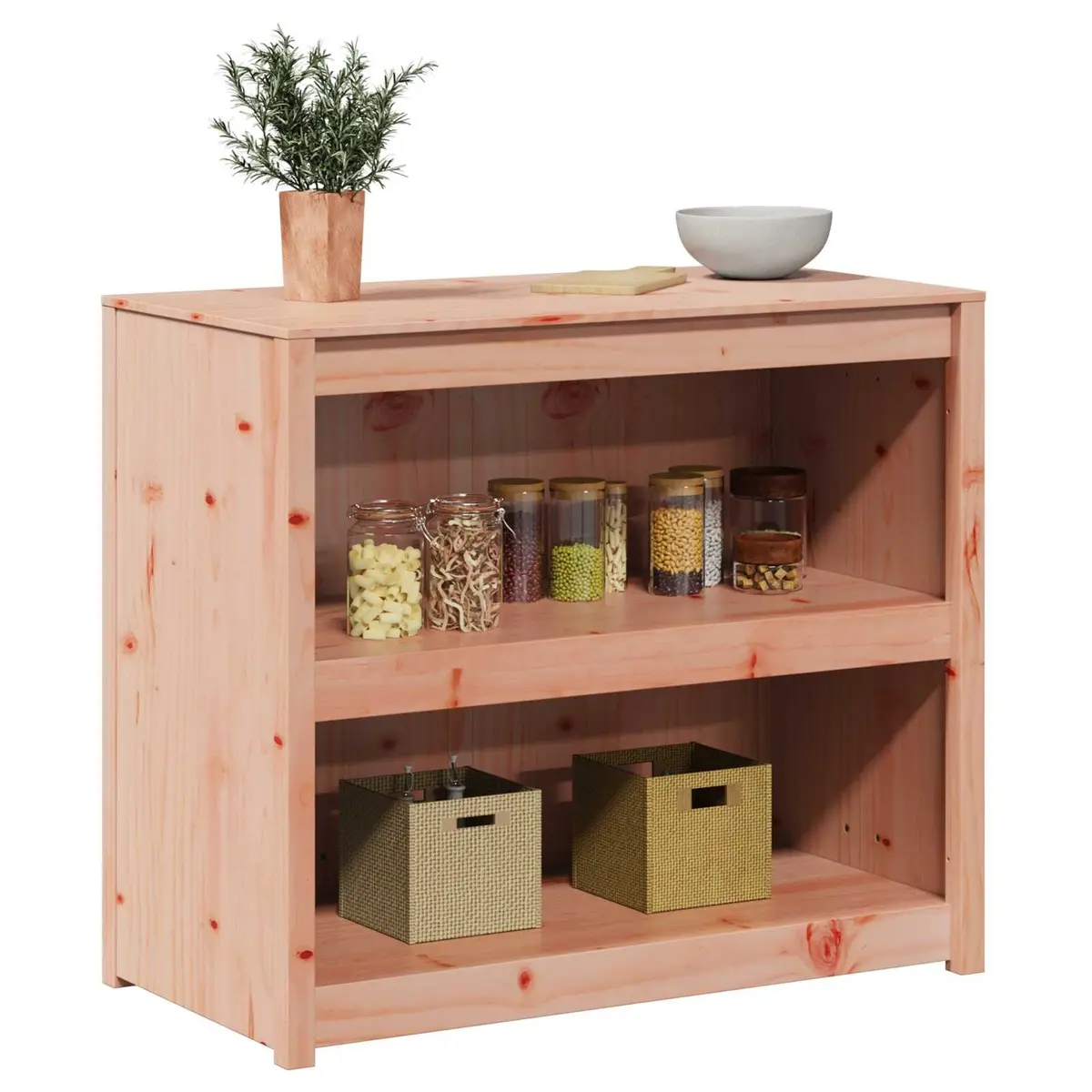 Brown Oak Kitchen Cabinet with Shelves 106x55x92cm
