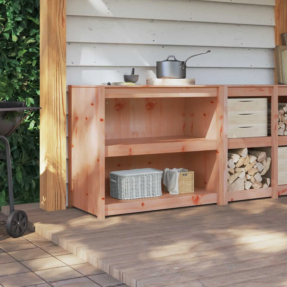 Brown Oak Kitchen Cabinet with Shelves 106x55x92cm