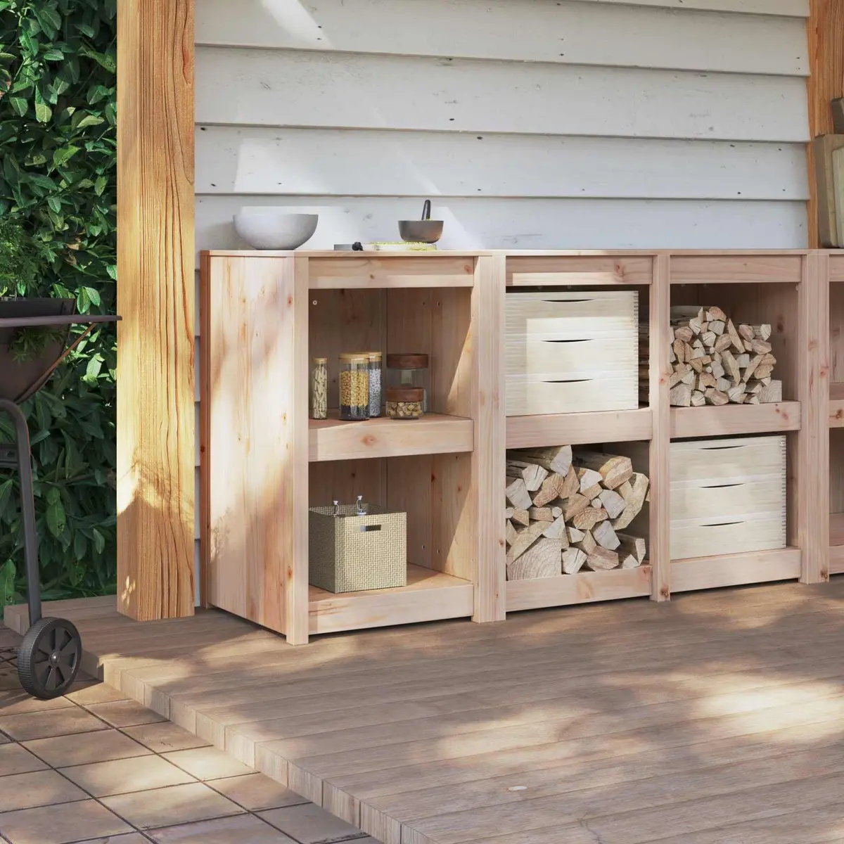 Kitchen Cabinet Brown Oak Storage Furniture with Shelf Organiser Modern Home