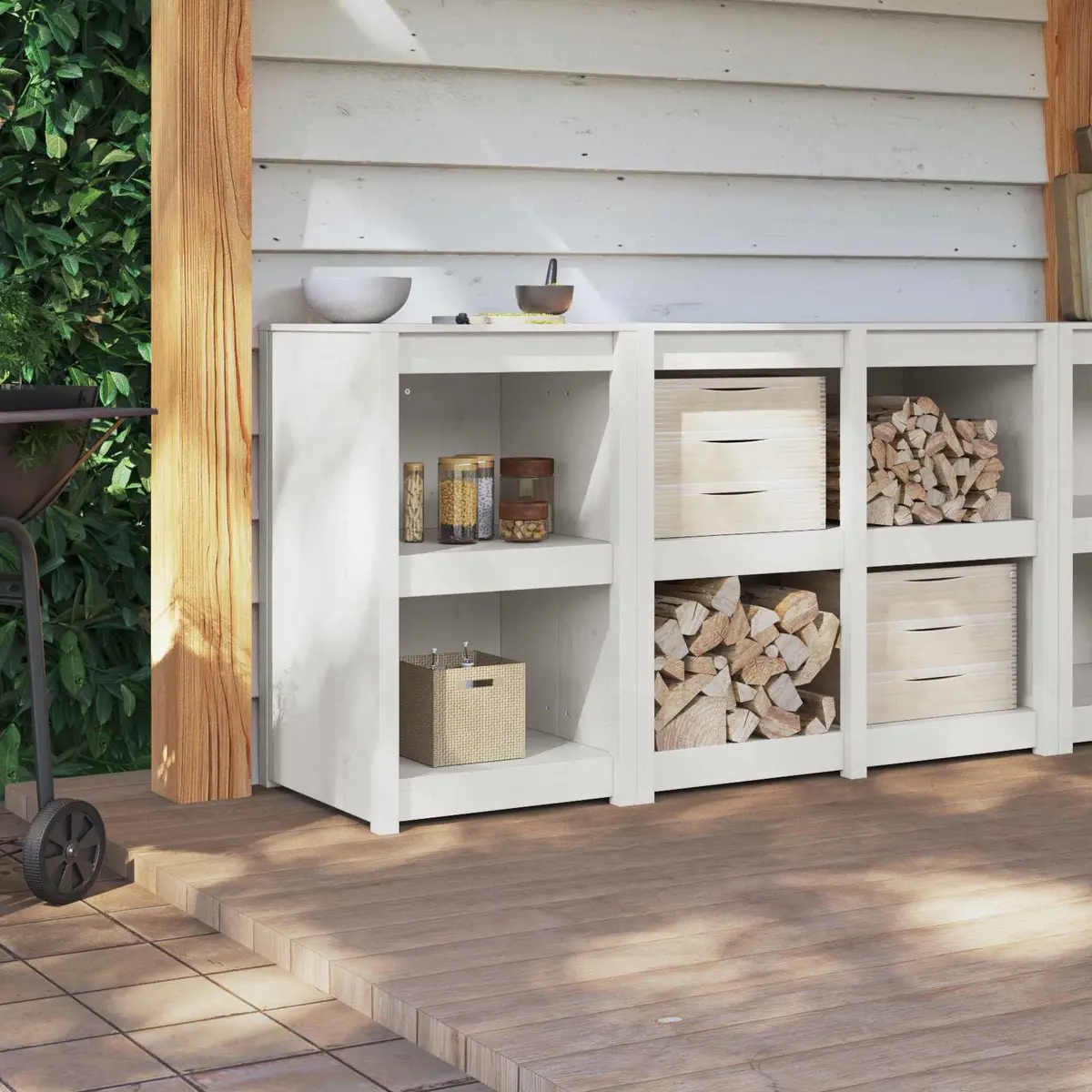 White Solid Pine Kitchen Cabinet 55x55x92cm