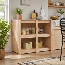 Modern Brown Oak Kitchen Cabinet with Shelf