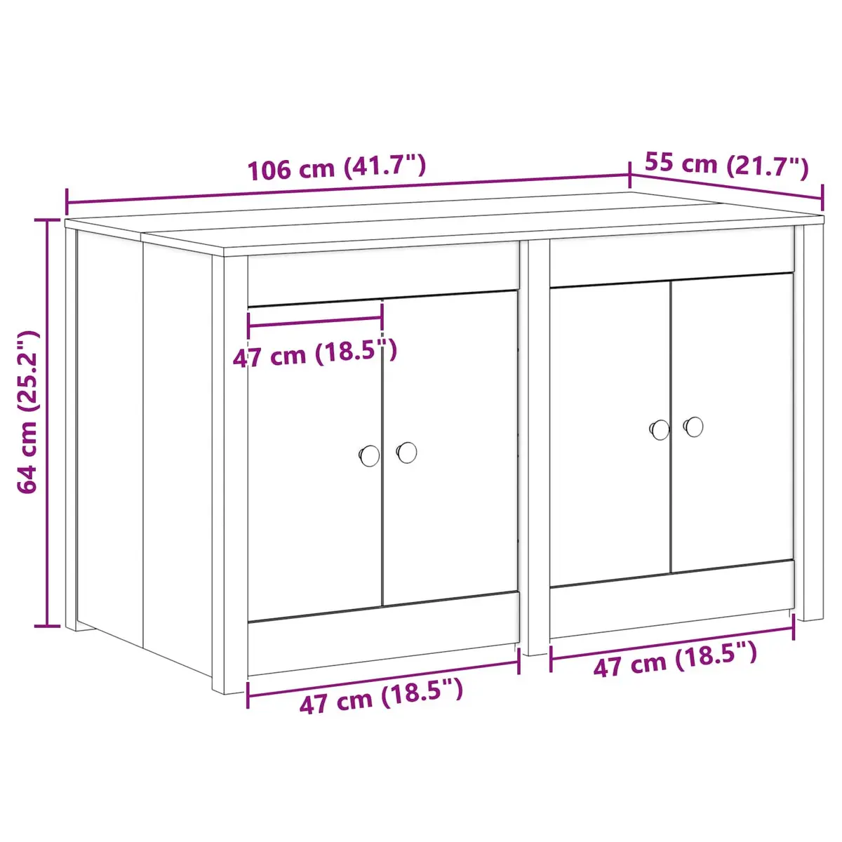 Kitchen Cabinet Brown Oak Solid Pine Storage Unit Modern Home Furniture