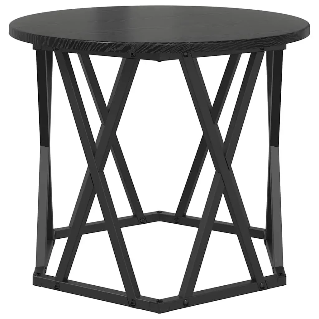 Round Black Modern Side Table Set of 2 for Living Rooms