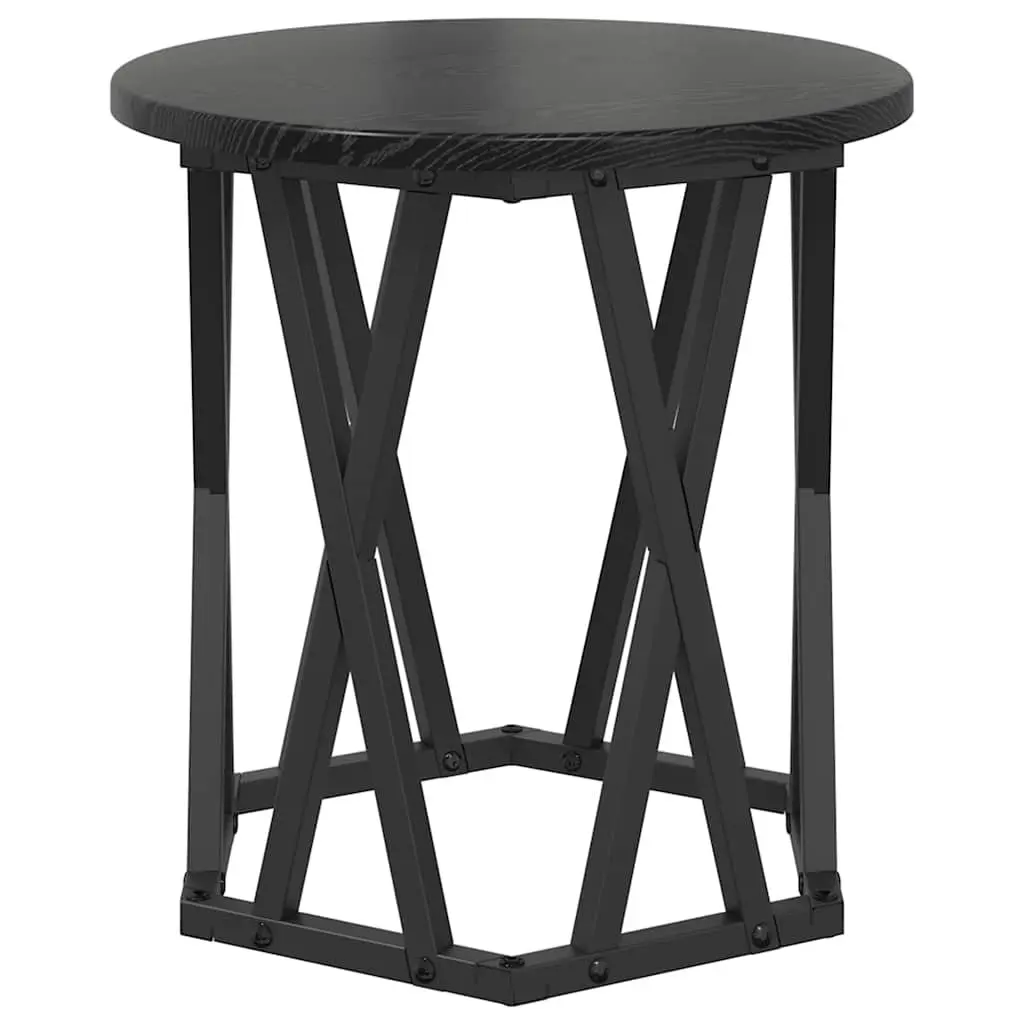 Round Black Modern Side Table Set of 2 for Living Rooms