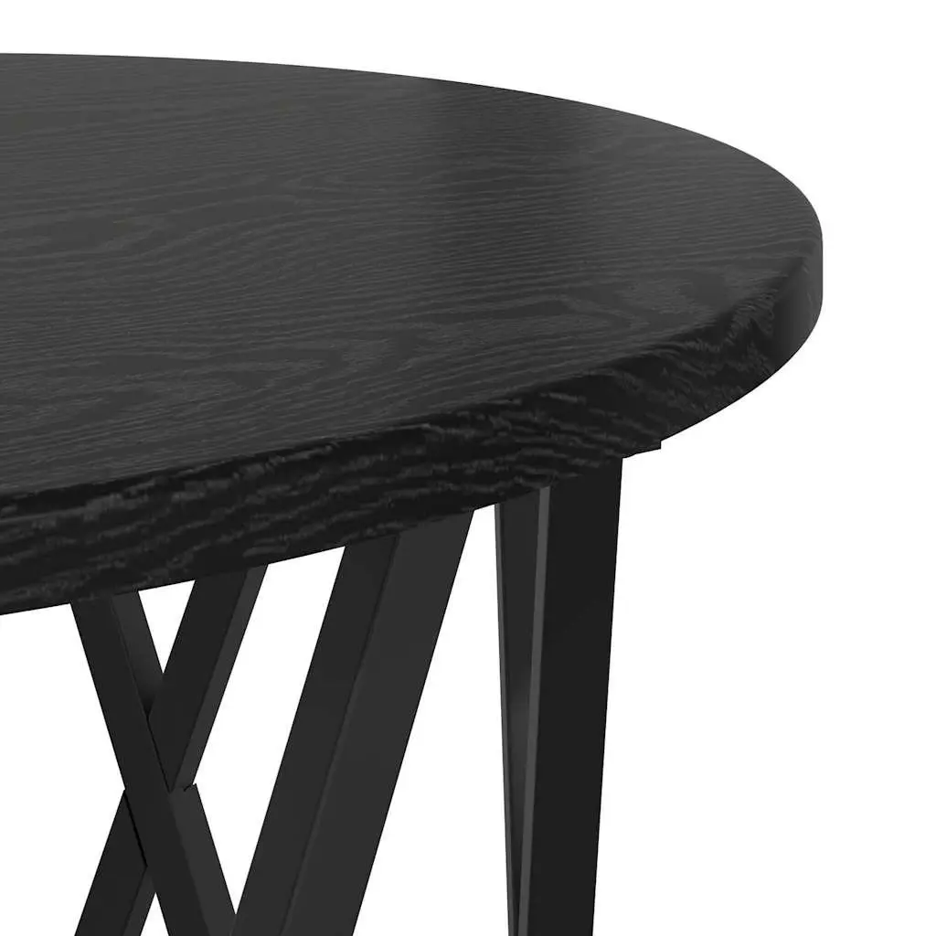 Round Black Modern Side Table Set of 2 for Living Rooms