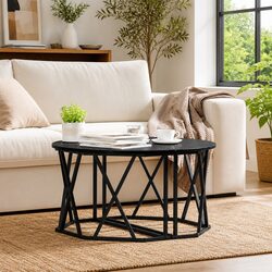 Black Round Coffee Table 80x80x42cm for Living Spaces