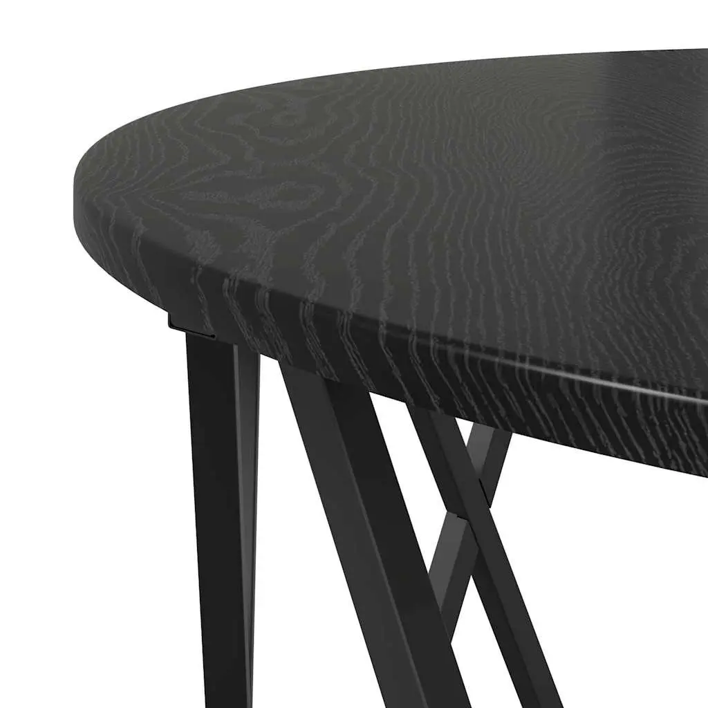 Round Coffee Table Black 80x80x42cm Living Room Accent Furniture Modern Design