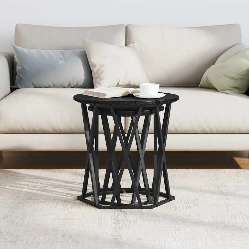 Round Coffee Table Modern Living Room Accent Lounge Furniture Black