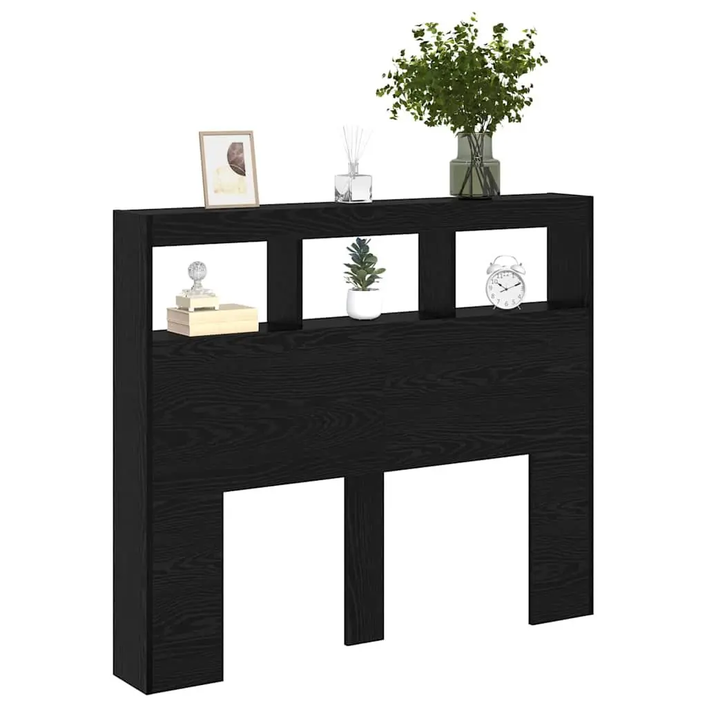 Black Oak LED Headboard with USB Power for Bedrooms